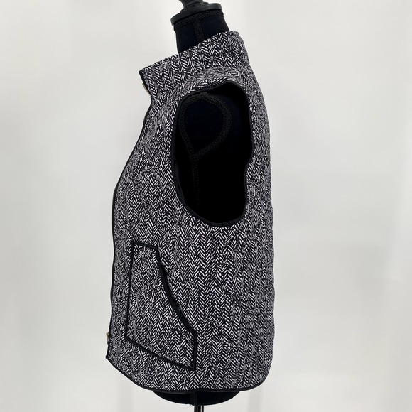 Shop Wanna B Ladies Black/White Quilted Vest Zip Up Collar Pockets - Small - Picture 6 of 12